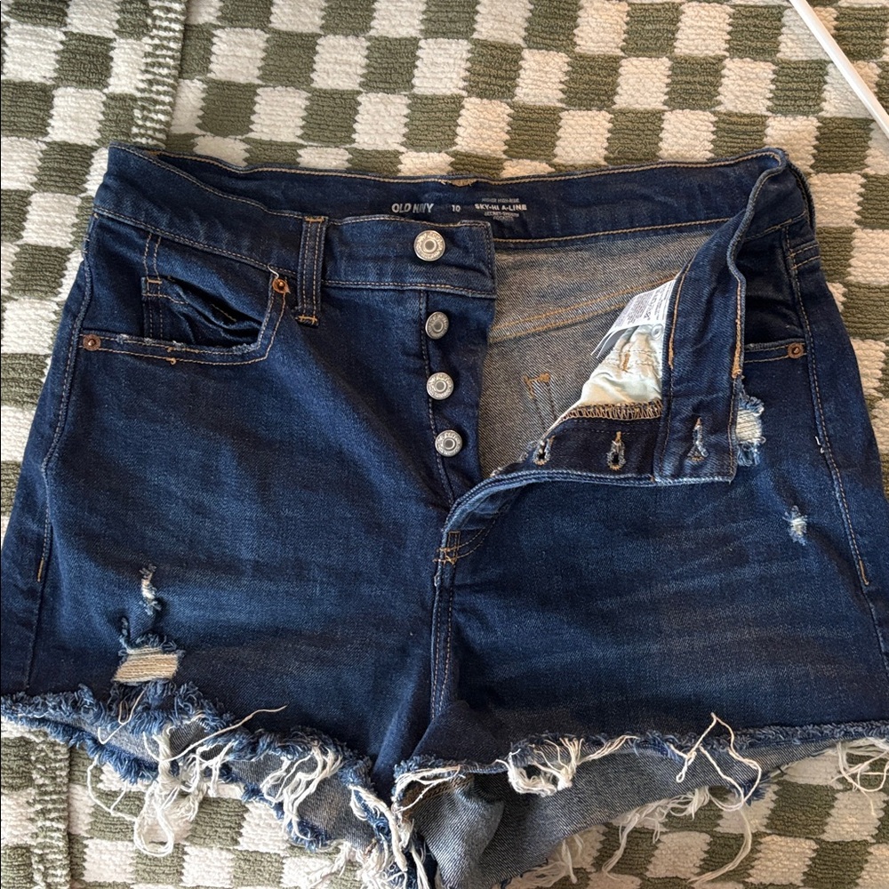 Old Navy Dark Blue Frayed Hem Shorts